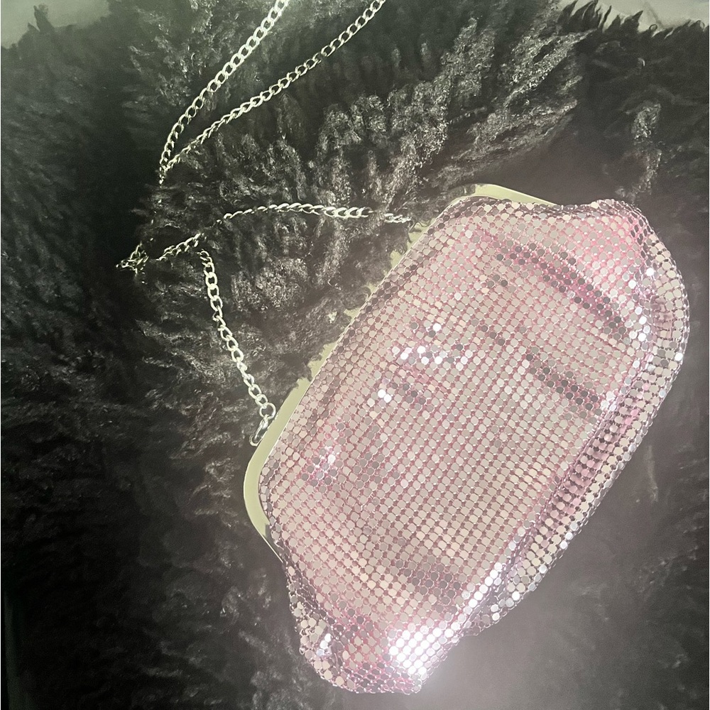 Sparkly blush pink evening purse